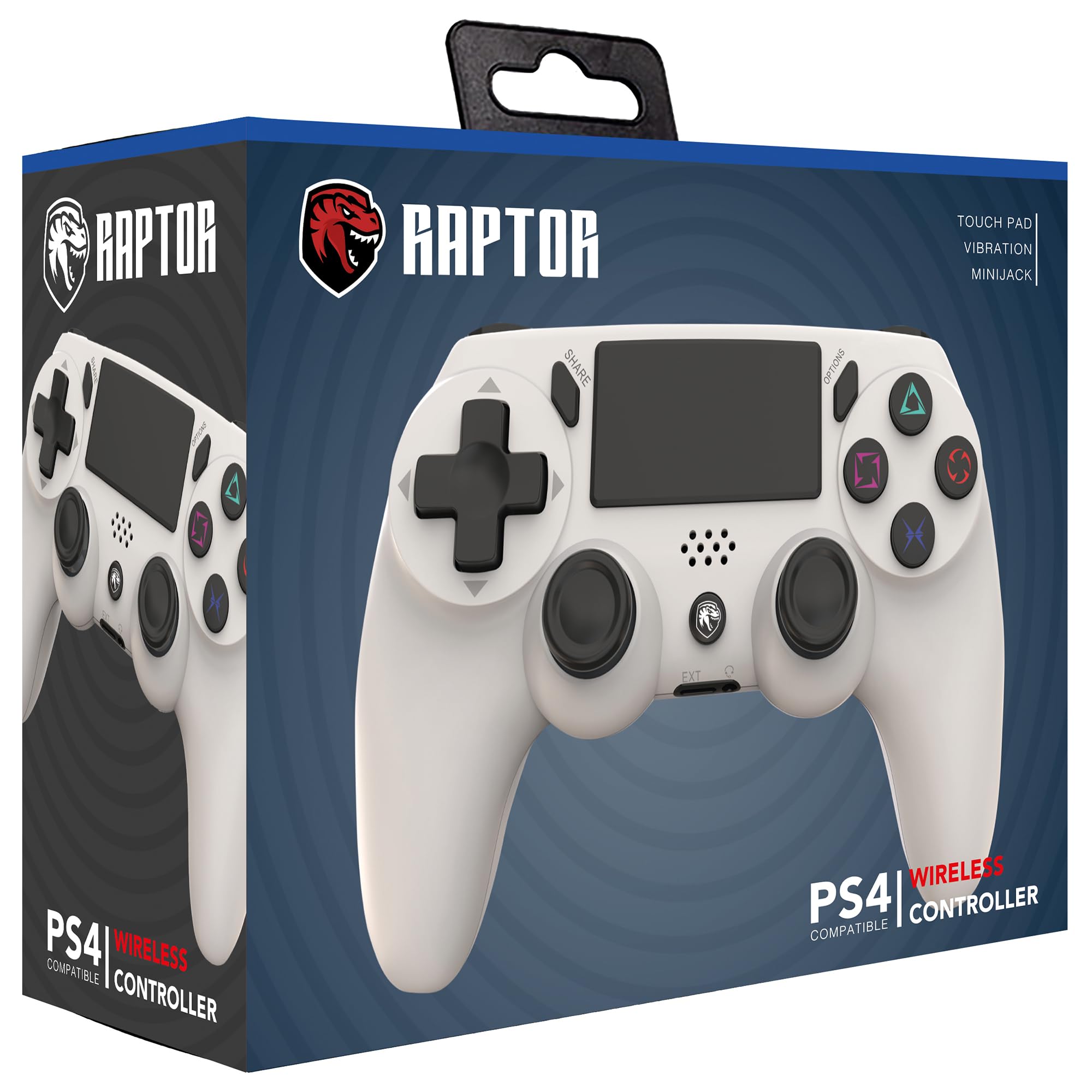 Manette sans fil blanche Bluetooth compatible avec PS4, PS3, PC, Android, Windows Gamepad 6 axes avec vibration Double lumière LED Joystick Rechargeable Jeux Shooters Courses Sports Action