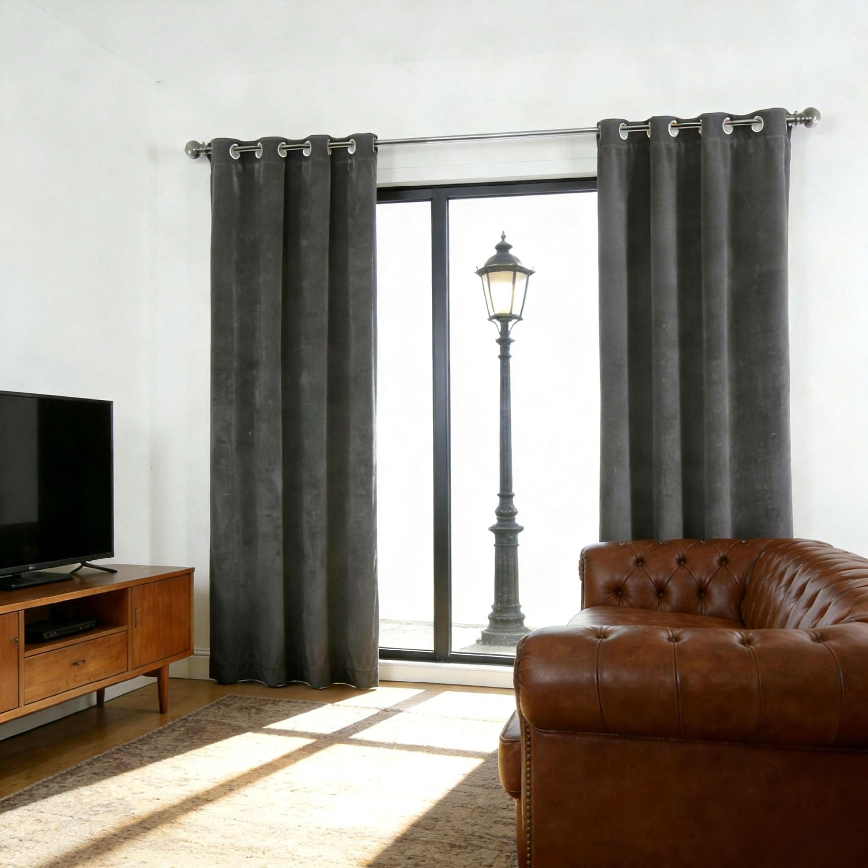 Rideau thermique isolant anti froid gris moderne 180x115 chambre salon