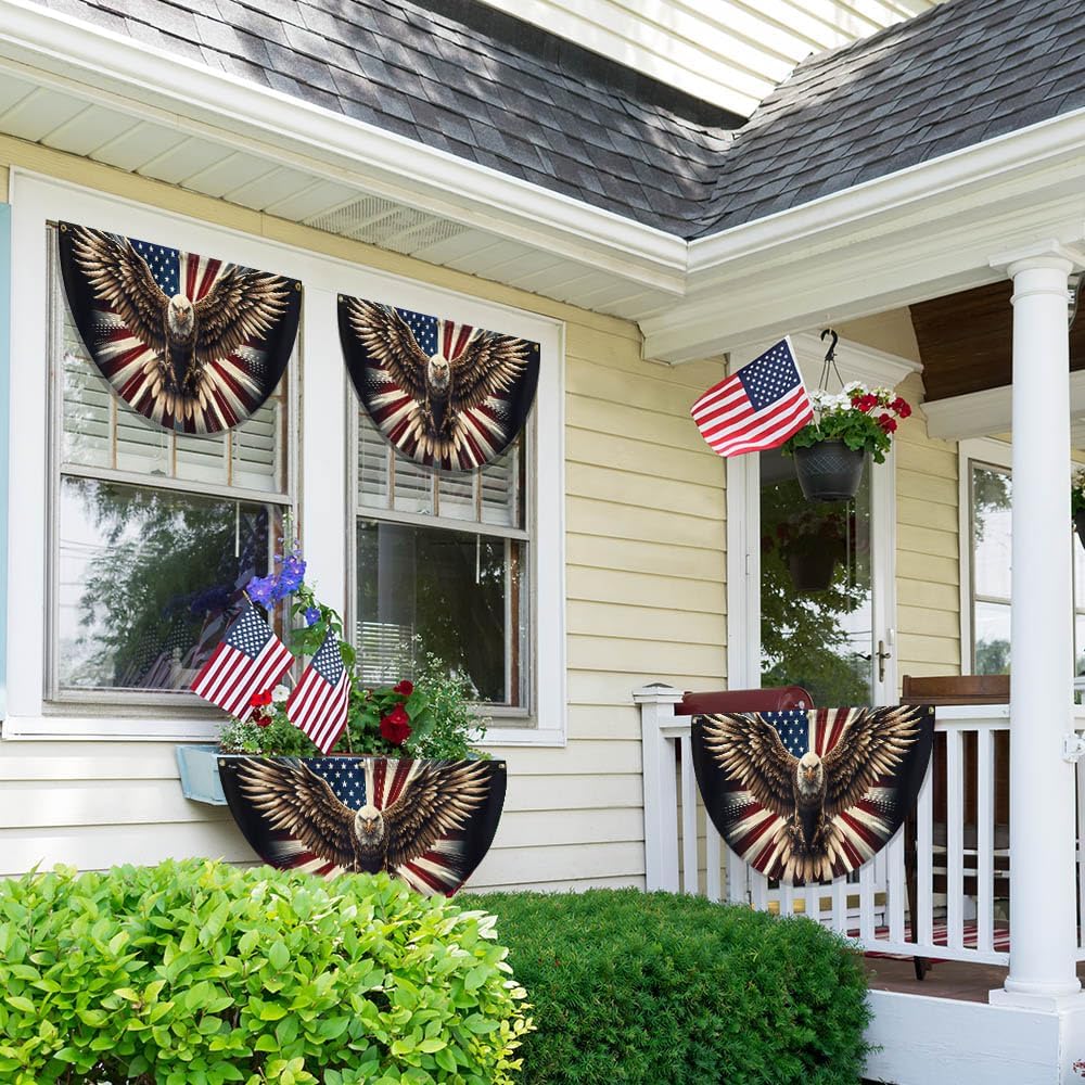 American Flag Patriotic Eagle American Non-Pleated Fan Flag TQN3057FL, 1.5x3 ft, 1 Pack Suitable for Outdoor and Indoor