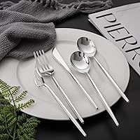 Vista 5 de LIYH 102 piezas de cubiertos de plástico plateado – Juego de cubiertos de plástico de alta resistencia, utensilios desechables, cuchillos