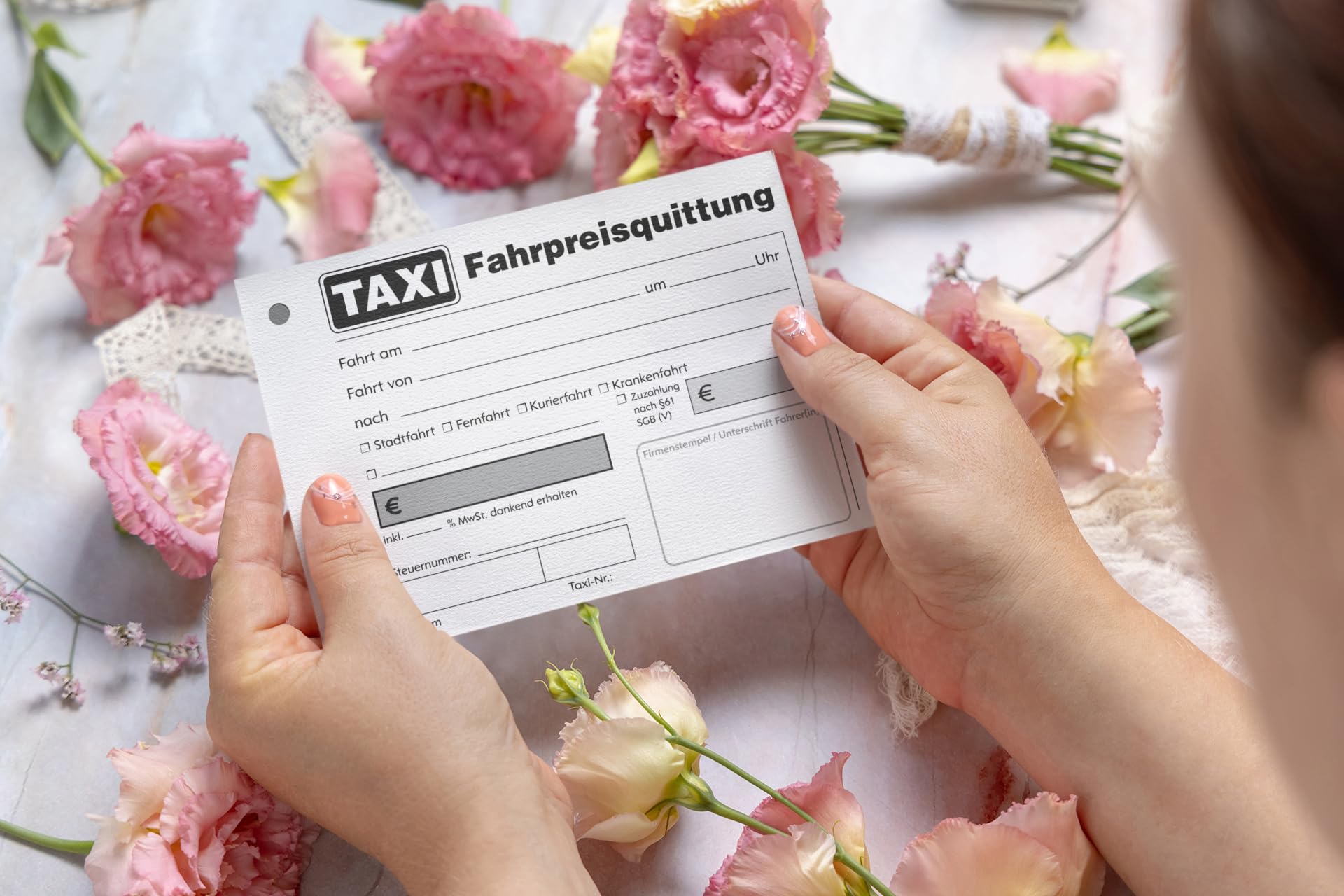 10x Taxiquittung - Taxi-Fahrpreisquittung als Block - 2 x 50 Blatt DIN A6 - gelocht - SD -durchschreibend (22428)