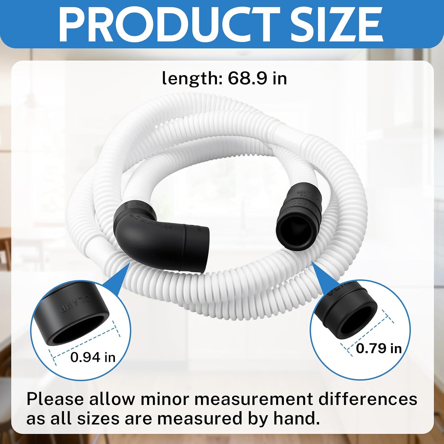 WPW10545278 Dishwasher Drain Loop Hose with Check Valve Compatible with Whirlpool Kenmore Replaces W10137608 W10193583 W10195750 W10418848 W10418849 W10481093 W10688890