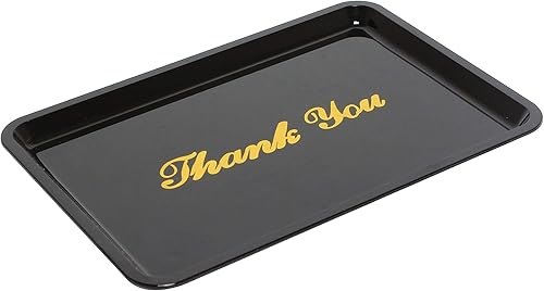Thunder Group Paquete de 12 bandejas de plástico con impresión dorada, 4-12 x 6-12 pulgadas, color negro
