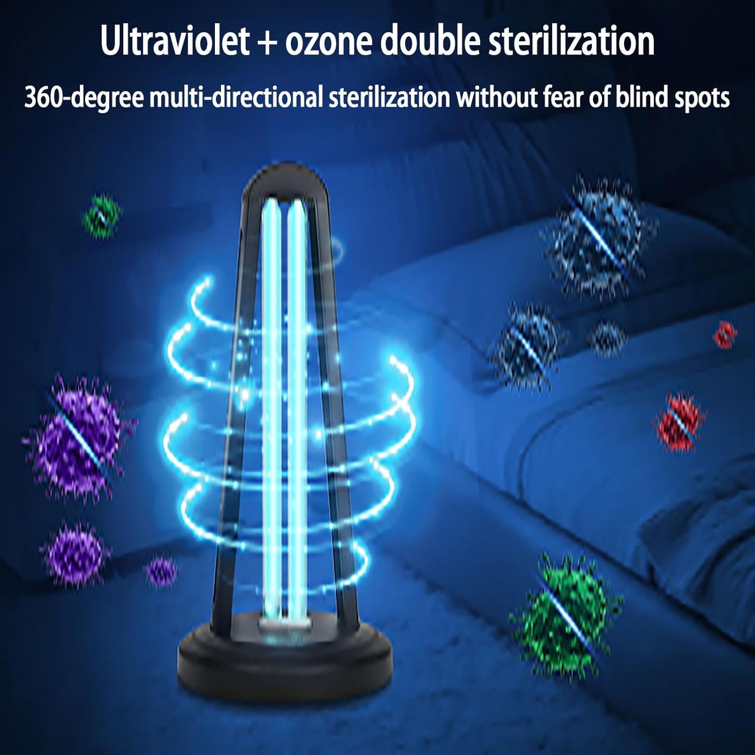 Esterilizador UV Dispositivo De Desinfección para El Hogar Lámpara De Esterilización óptima De Luz Ultravioleta Tasa Antibacteriana Uvc 99% Lámpara De Desinfección Port, Black, 55W