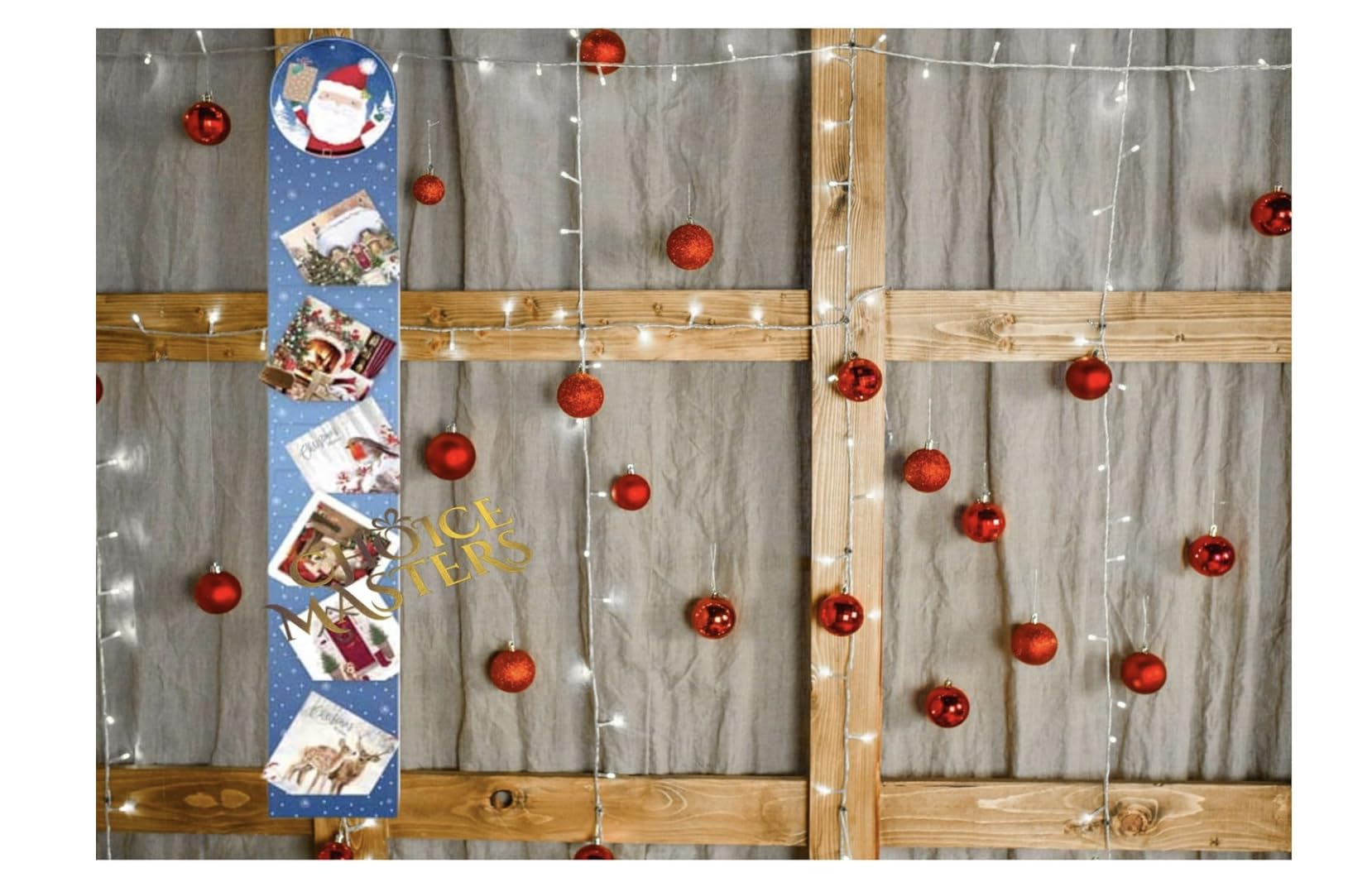 Tarjetero de Navidad | Diseño tradicional de Papá Noel | Diseños festivos de Papá Noel rojo y dorado | Ideal para Navidad, pared colgante, regalo, decoración del hogar y la oficina – Capacidad para 56