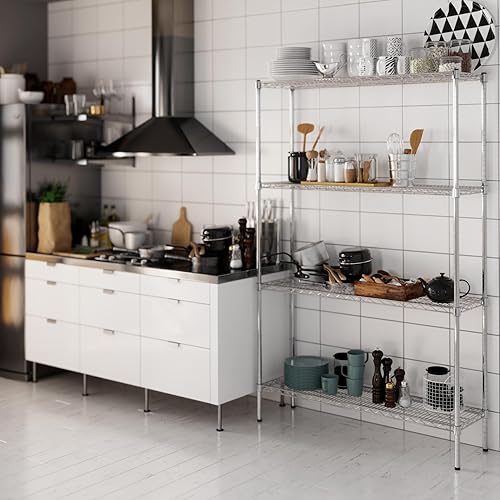 Miniatura 6 de Kit de estantería de alambre cromado de 4 niveles de 14 pulgadas de profundidad x 48 pulgadas de ancho x 74 pulgadas de alto  Unidad de estante de