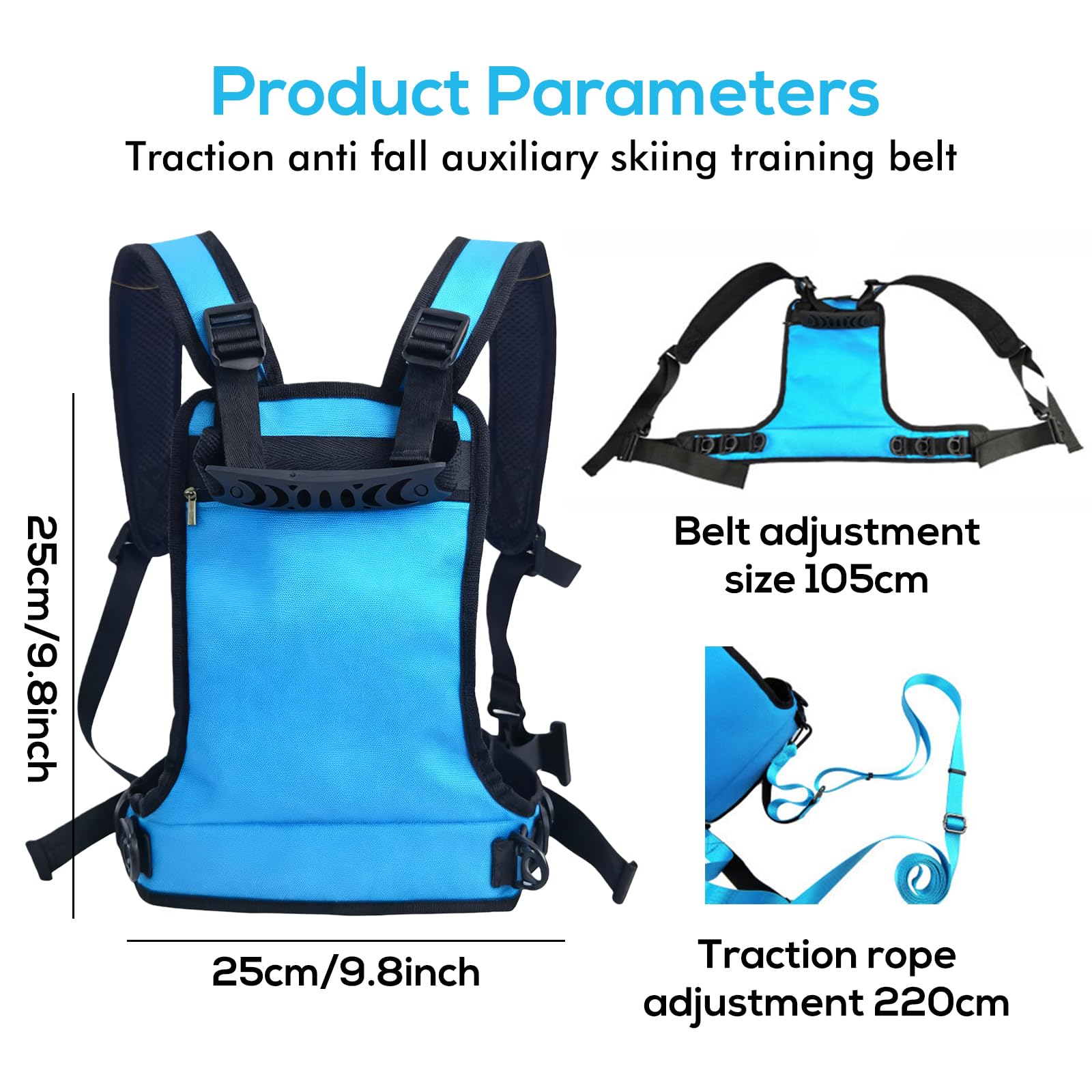 Ski-Trainingsgurt, Ski- Und Snowboard-Trainingsgurt, Ski Harness, - Und Snowboard-Trainingsharnisch Mit Nylonschlaufe, Trainingsgeschirr Für Anfänger, Zum Fahren, Snowboarden(Blau)