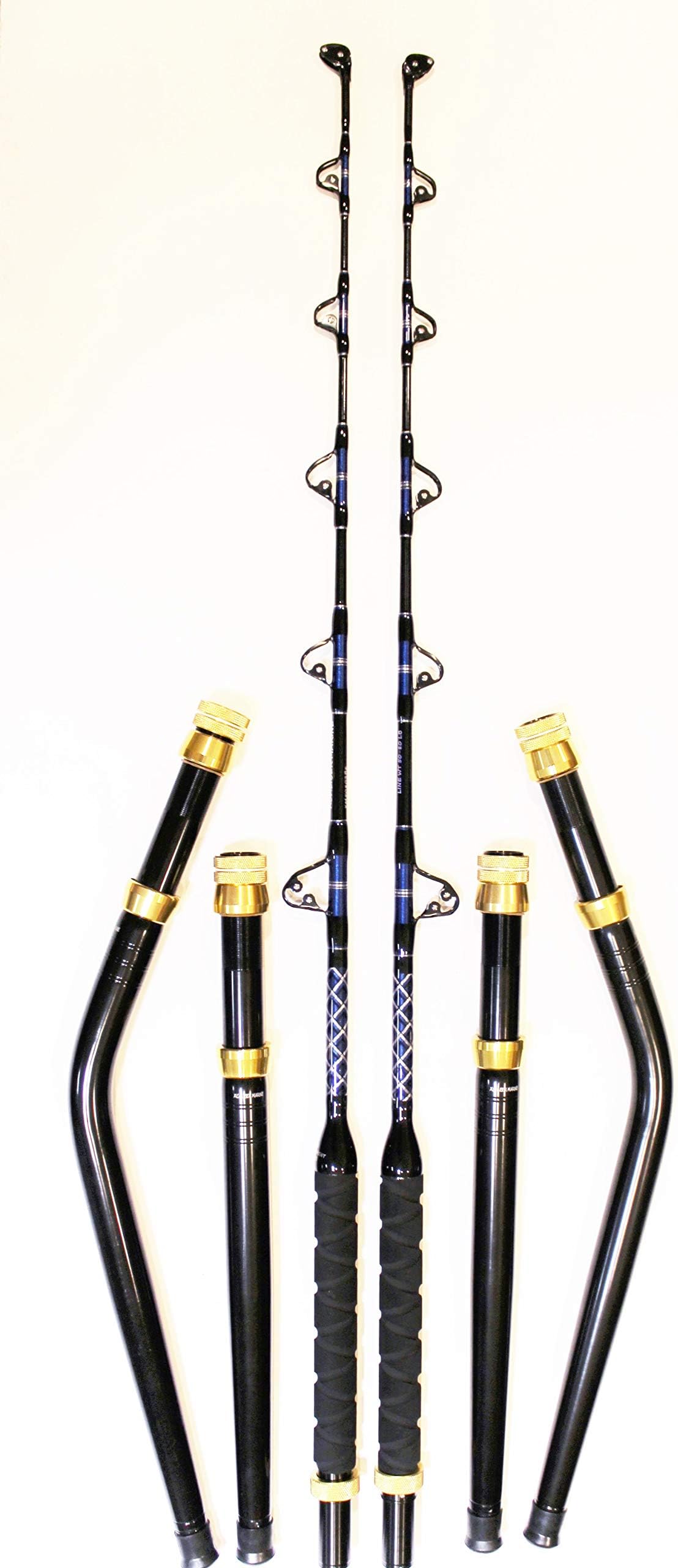 Pair of PRO Tournament Series 6' 80-130 LB Saltwater TROLLING RODS Includes Bent and Straight Butt
