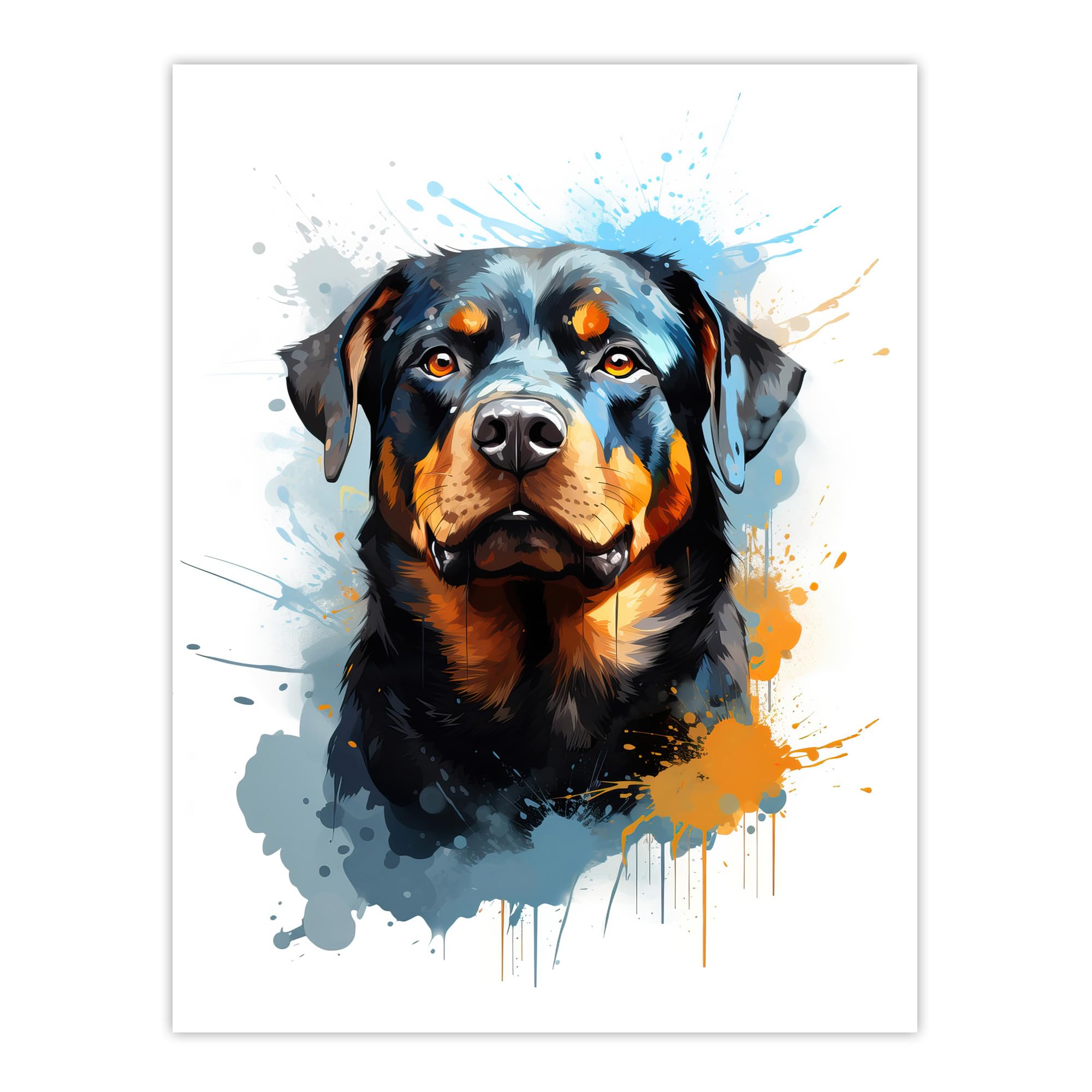 Artery8 Rottweiler Lovers Gift Watercolour Pet Portrait Painting Artwork Extra Large XL Wall Art Poster Print