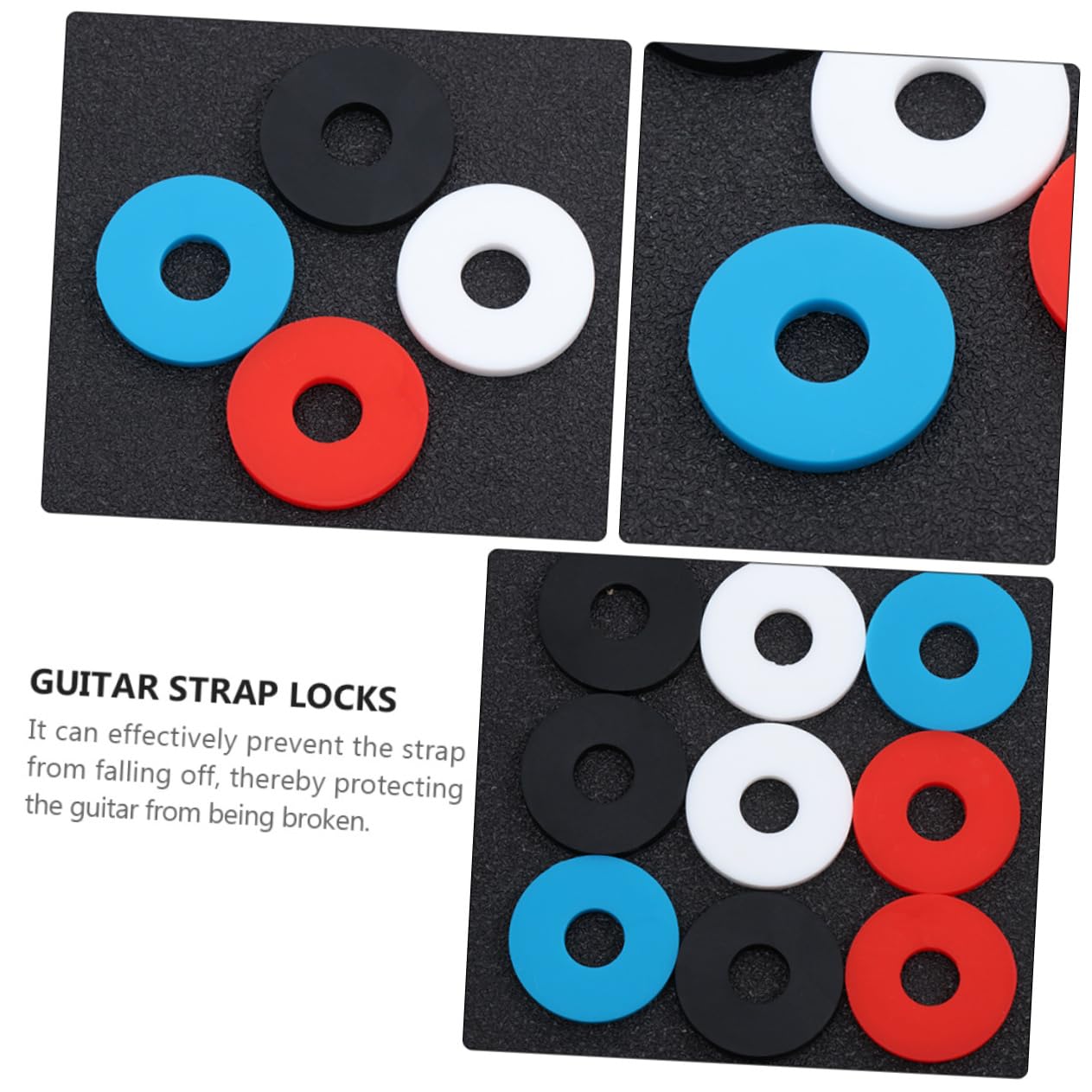Kisangel Guitar Strap Locks 12pcs Bass Strap Buckle Set Silicone Pad Easy Install Musical Instrument Accessory Random