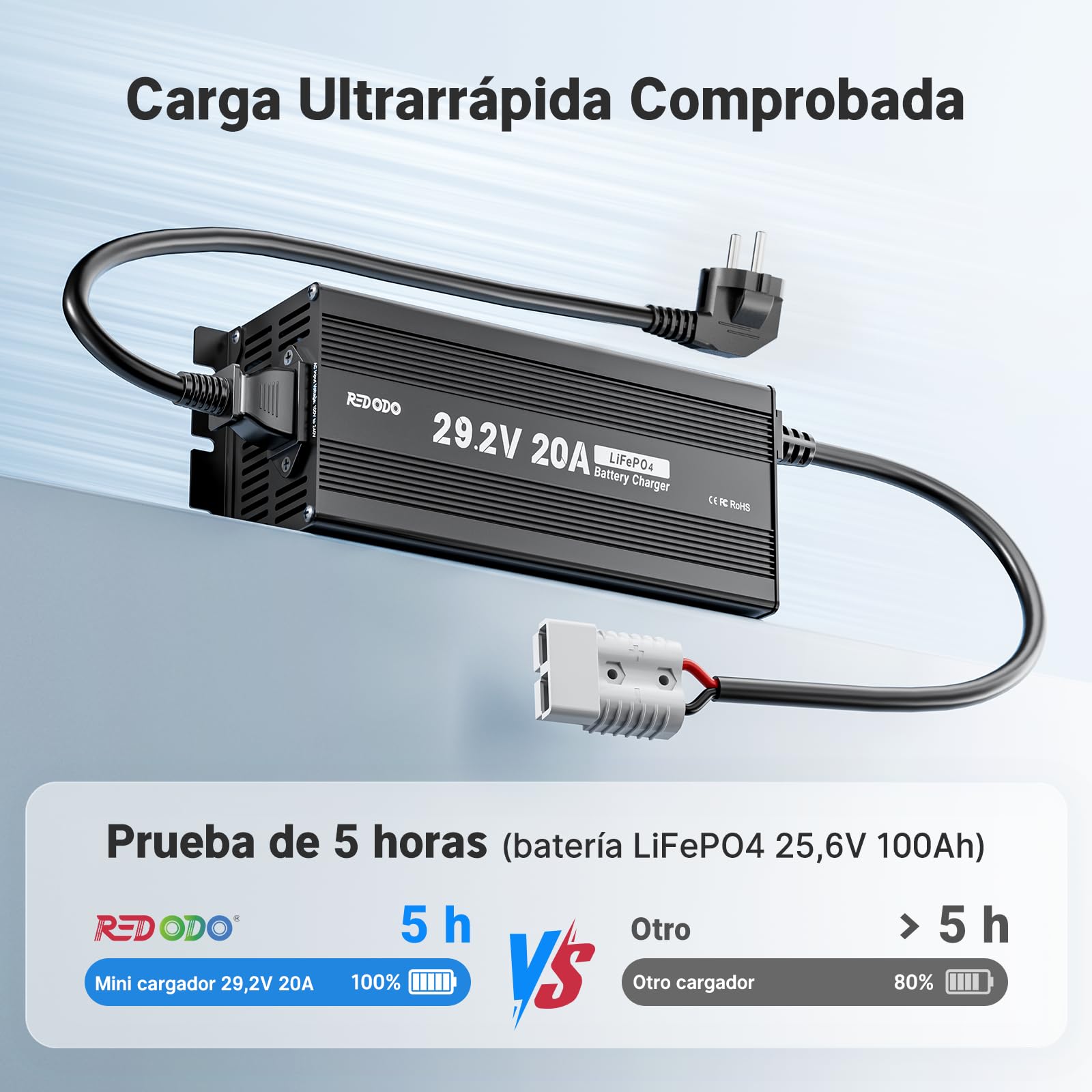 Redodo Cargador LiFePO4 29.2V 20A (24V20A)