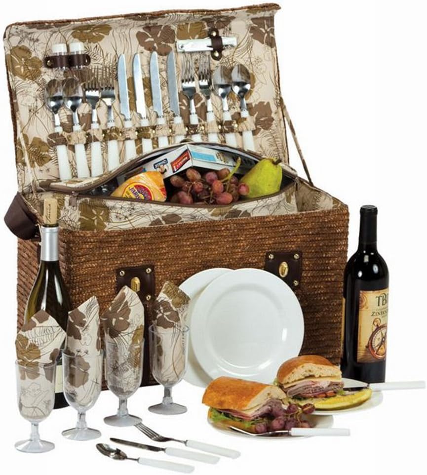 Picnic Plus Woodstock 4 Person Picnic Basket with Insulated Cooler