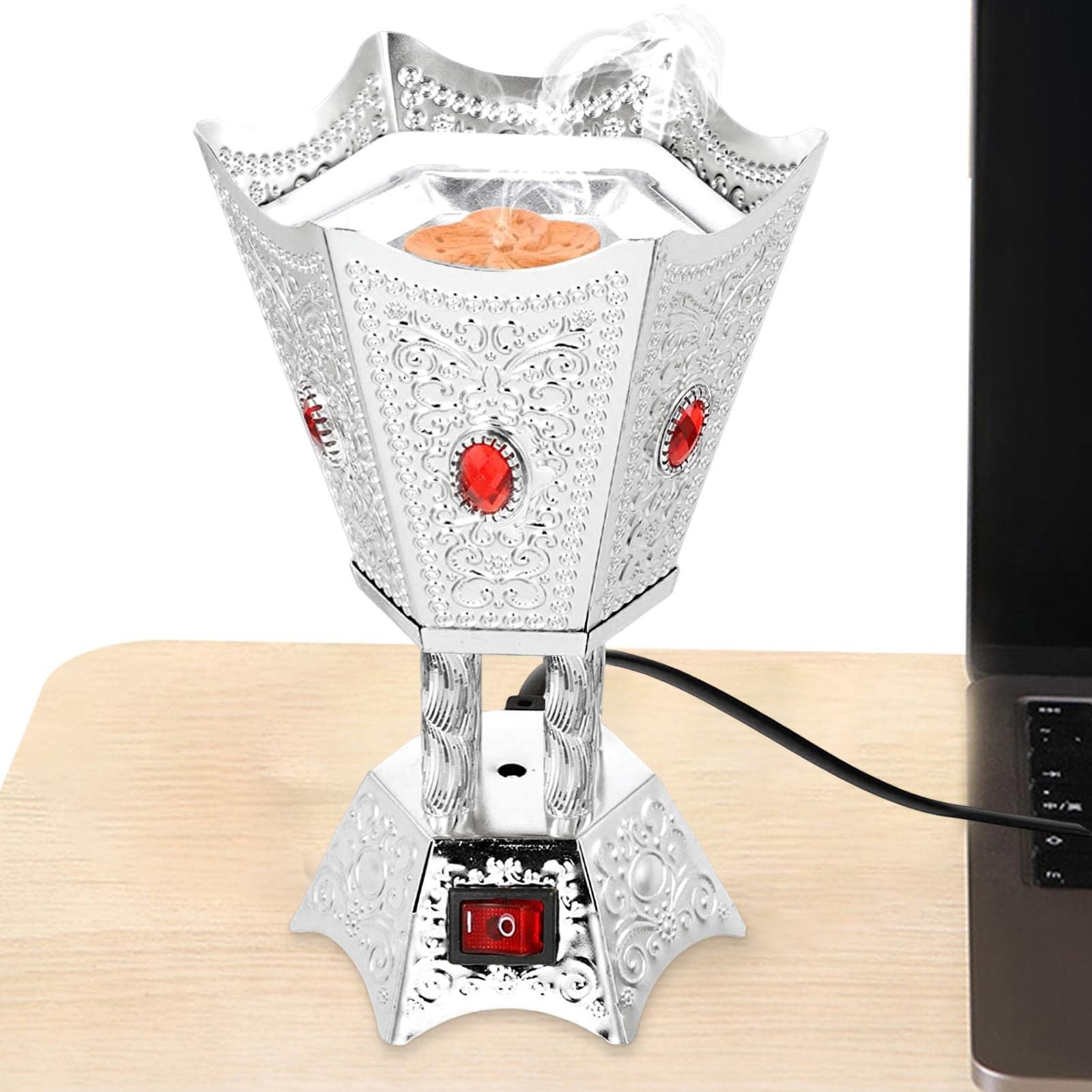 Bruciatore elettrico | Bruciatore elettrico esagonale con rivetti in metallo – Uffici, decorazione per la casa e profumo, yoga, spa, meditazione, adatto per oli essenziali di aromaterapia