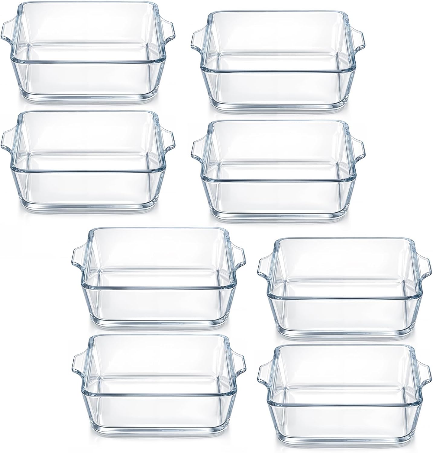8 Pack Small Casserole Dishes, 5 Inch Square Glass Baking Dish for Oven, Individual Portion Cake Baking Pan with Handle for Microwave Air Fryer, Reheating Frozen Portions Home Party Kitchen
