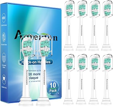 Aoremon Replacement Heads for Sonicare C2 - Electric Toothbrush Replacement Heads fit for Phillips Sonicare 2 Series Protectiveclean 4100 & Click-on Toothbrush Handle, 10 Pack