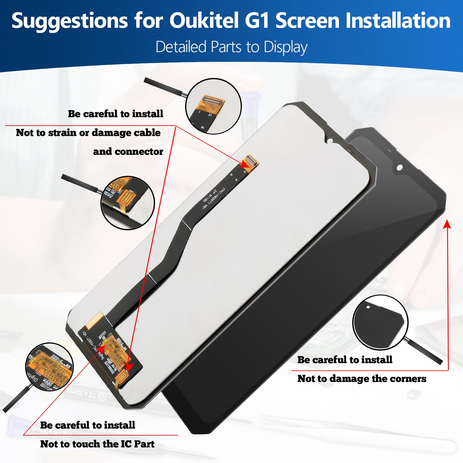 Schermo per Oukitel G1 Display Digitalizzatore Touch Screen LCD per Oukitel G1 Schermo LCD Display + Kit di Riparazione (Nero)