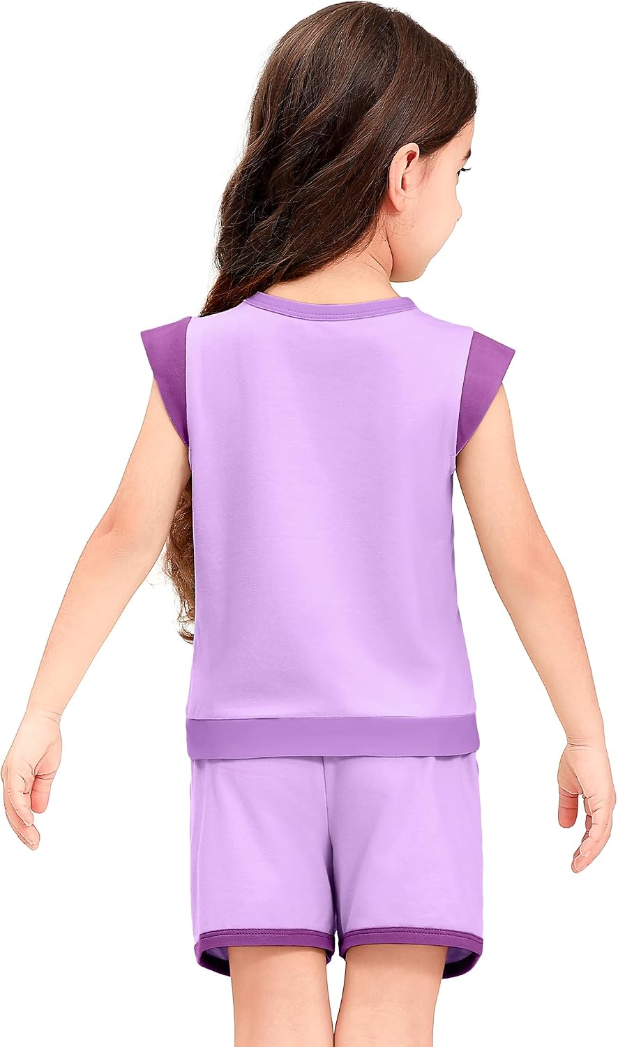 XMWEALTHY Toddler Girl Clothes Color Block Cap Sleeve Top with Shorts Sweatsuit 2 Piece Summer Casual Outfits