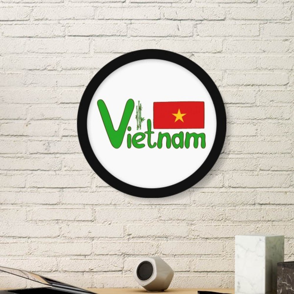 Cadre photo rond Vietnam en bois noir medium pour décoration murale