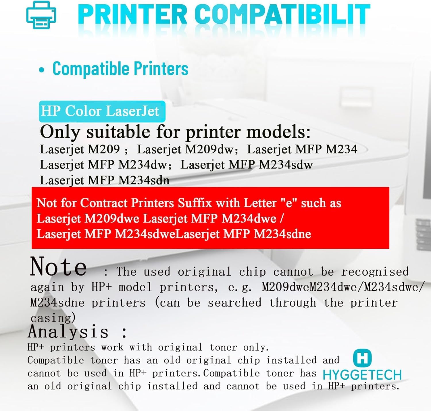 Hyggetech W1350A Toner con chip compatibile con HP 135A W1350A Toner 135X W1350X per HP Laserjet MFP M234dw M234sdw M234sdn M234dwn M209dw M209dwn M234 M209