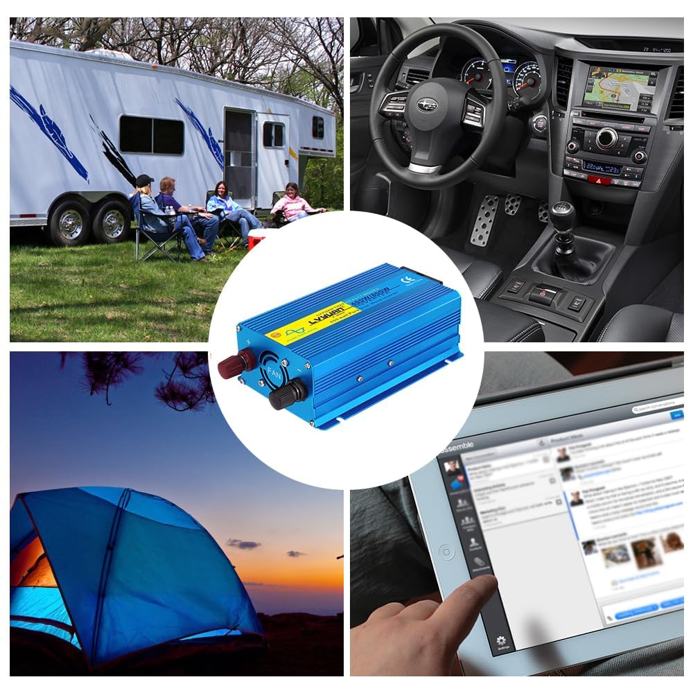 LVYUAN Pur Sinus Convertisseur 12V 220V 400W /800W Onduleur | avec 2 Ports USB