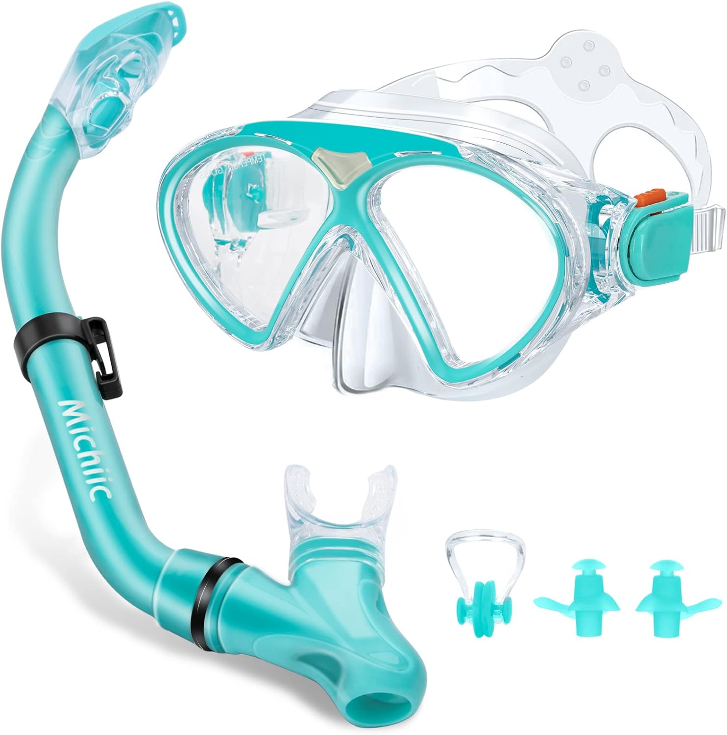 Set de Snorkeling Mascara e Tubo para Niño, Kit de Snorkeling,Panorámica de 180° Gafas y Máscaras de Buceo de Cristal Templado y Dry Top Snorkel,ntivaho y a Prueba de Fugas,Unisex niños