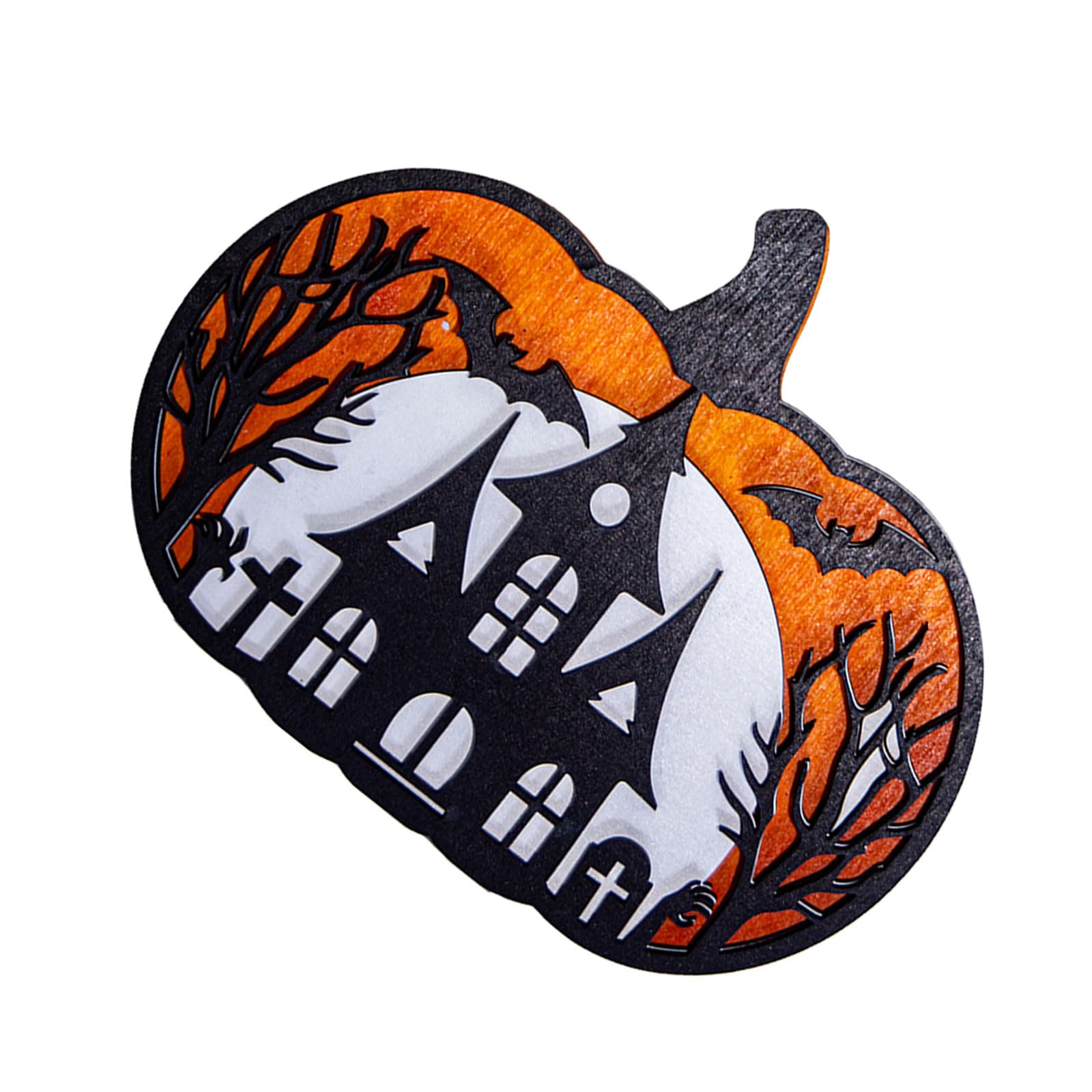 Qusinfc Eerie Wooden Specter Pumpkins Hanging Decoration Halloweens Party Supplies 18x15cm Multiple Designs Home Festival Decors Horror Theme Wooden Wall Decors