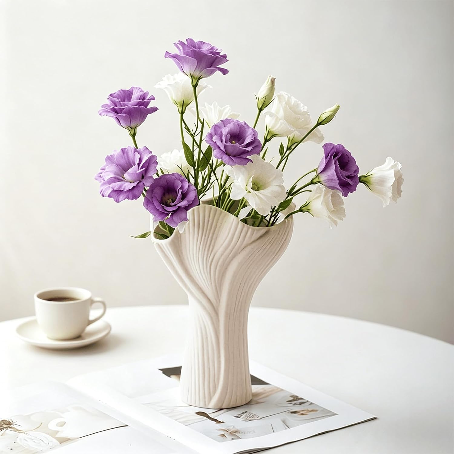 Ceramic Vase for Home Decor, Matte Beige Modern Farmhouse Vase image 4