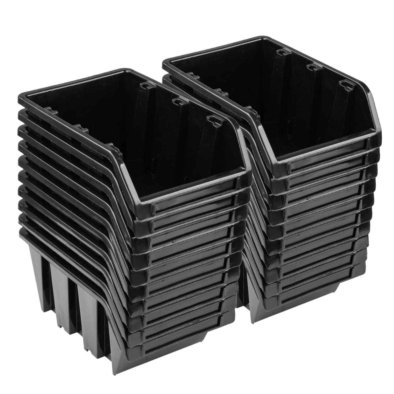 PAFEN Stacking Boxes Set - 20 x Stacking Boxes 70 x 100 x 155 mm - Display Box Storage Box Black