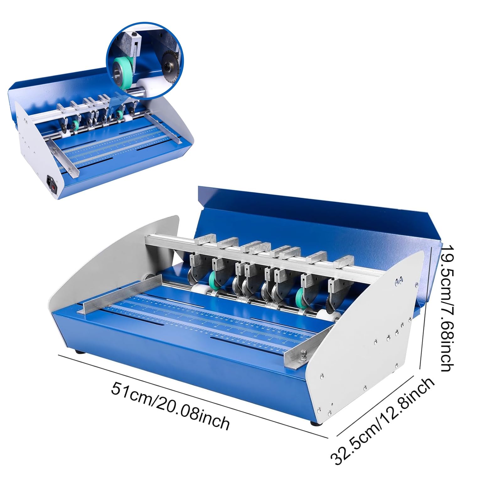 Elektryczna maszyna do bigowania 3 w 1 z linijką, 460 mm maszynka do bigowania i perforowania papieru, bigownik z liniami przerywanymi do kart, zaproszeń, biletów