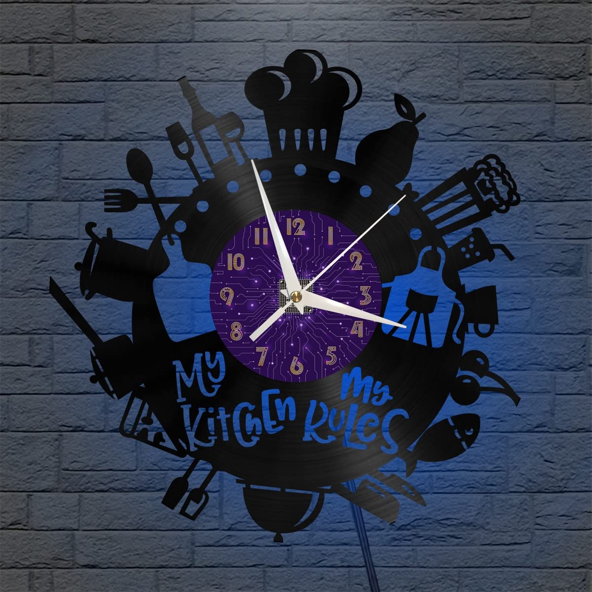 Horloge murale en vinyle LED cuisine salon design silencieux