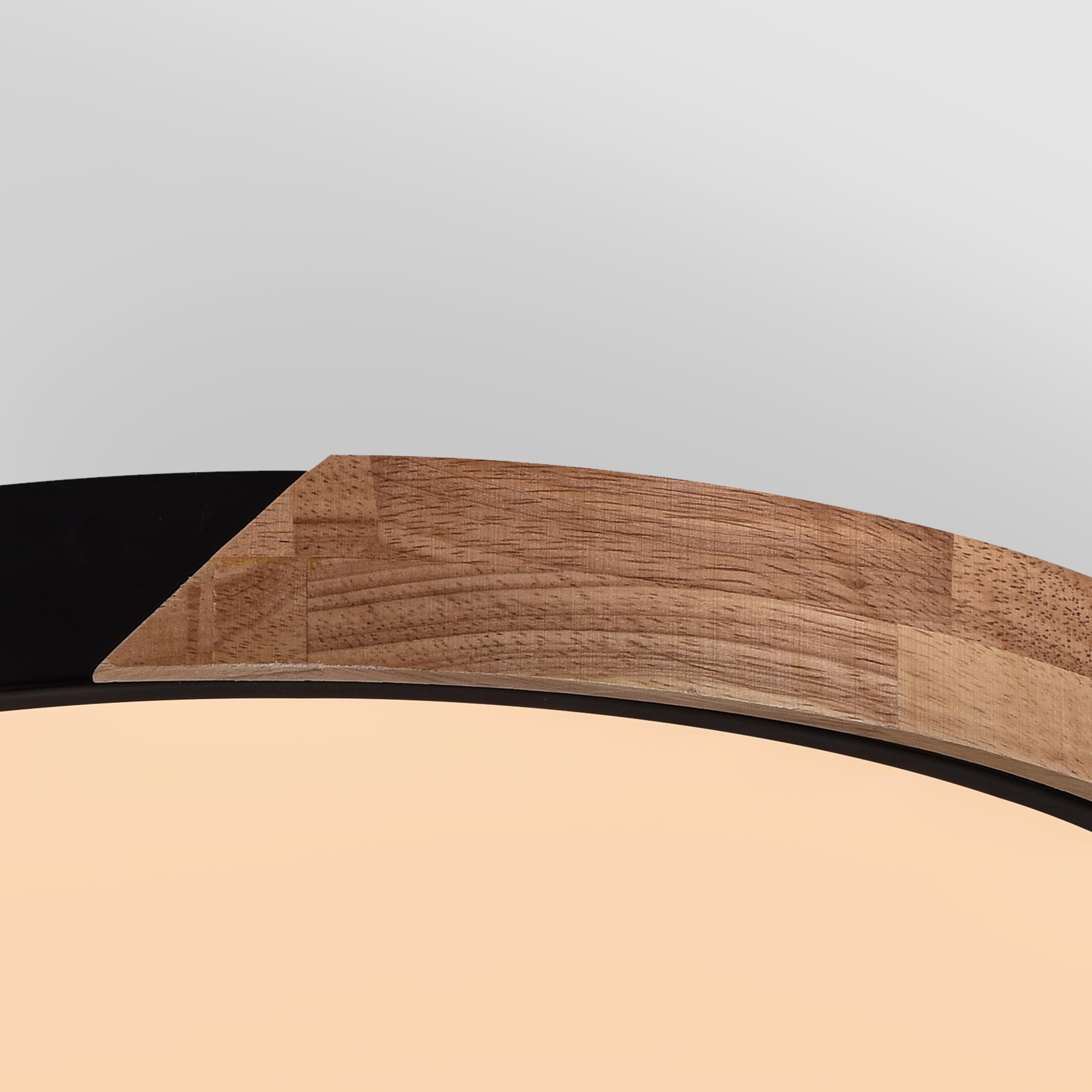 wonderlamp - Plafón de techo Smart de Madera 70 W LED Mol, 3000-4000-6000K, Intensidad Regulable, Luz nocturna, Mando incluido, Negro