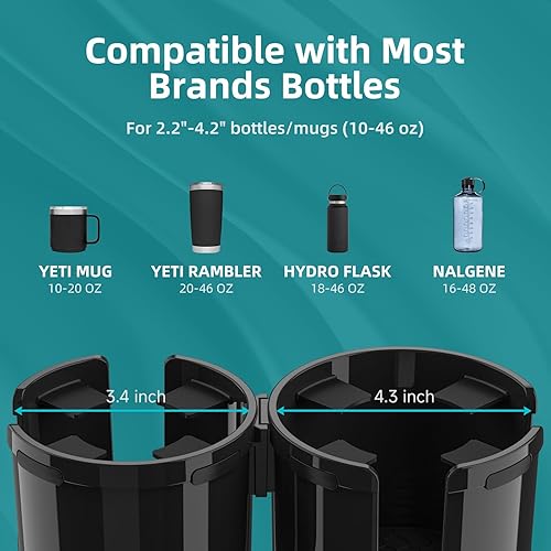 Miniatura 3 de Expansor de portavasos para automóvil, adaptador extensor de portavasos 2 en 1 con base expandible, se adapta a Yeti, Hydroflask, botellas de agua