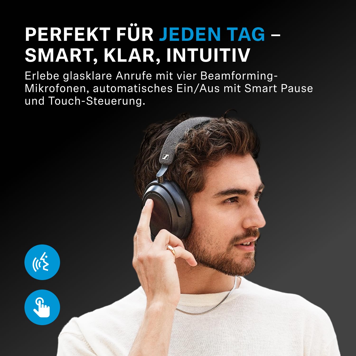 Sennheiser MOMENTUM 4 Wireless Noise Cancelling Headphones – Bluetooth Kopfhörer Headset für kristallklare Anrufe mit adaptiver Geräuschunterdrückung, Over-Ear, 60 h Akku, faltbar, Schwarz/Kupfer