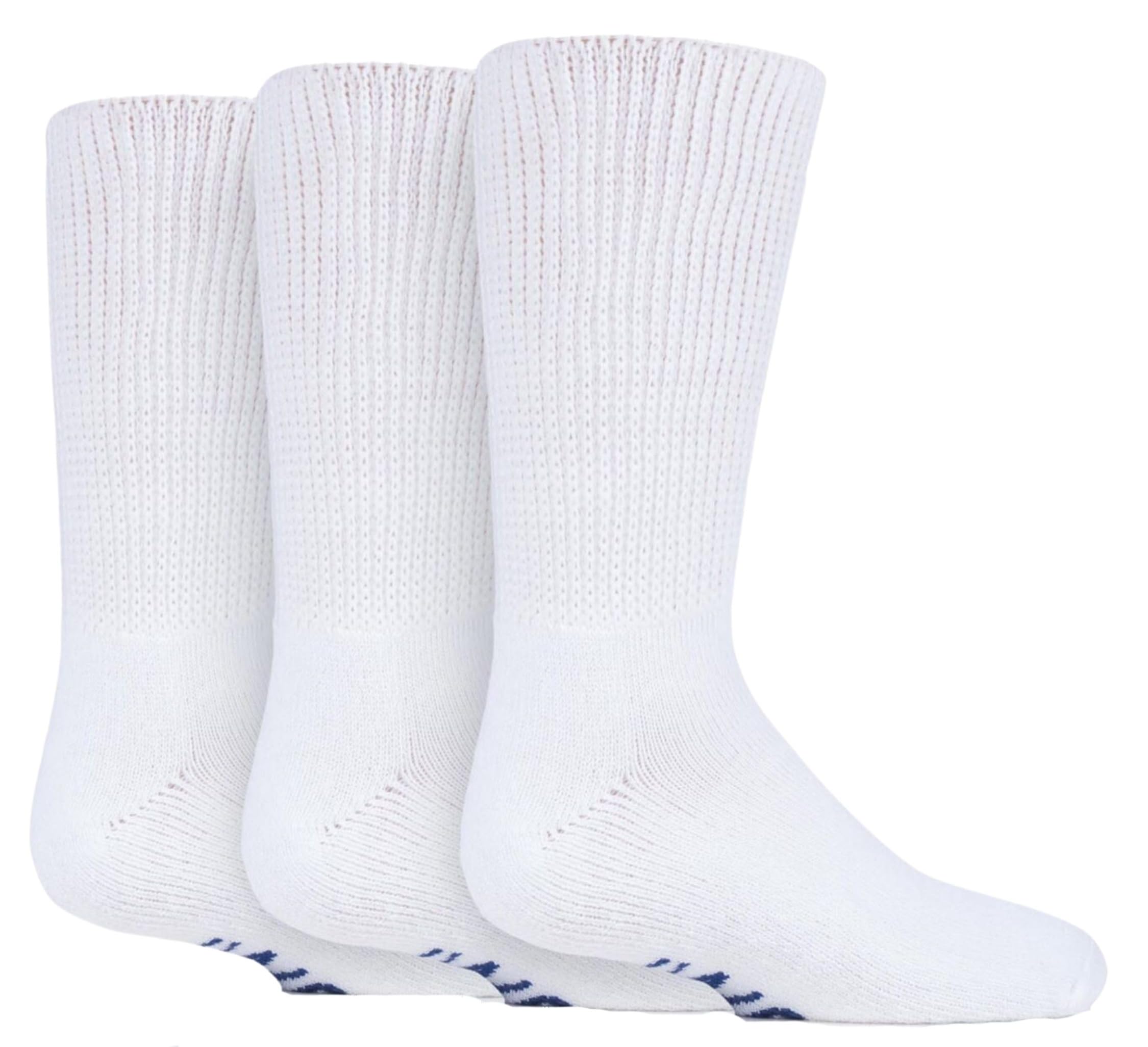 IOMI SOCKSHOP Footnurse Mens and Ladies Diabetic Socks Pack of 3 White 4-8