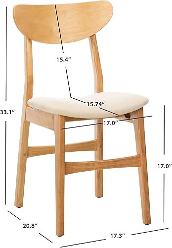 Miniatura 3 de Safavieh Home Lucca - Silla de comedor con cojín retro natural y blanco, juego de 2