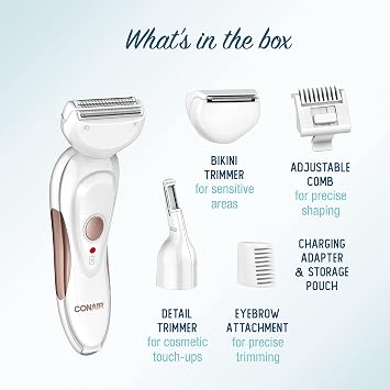 Conair All-In-1 Body and Facial Hair Removal for Women, Cordless Electric Trimmer & Shaver, Perfect for Face, Ear/Nose, Eyebrows, Legs, and Bikini Lines