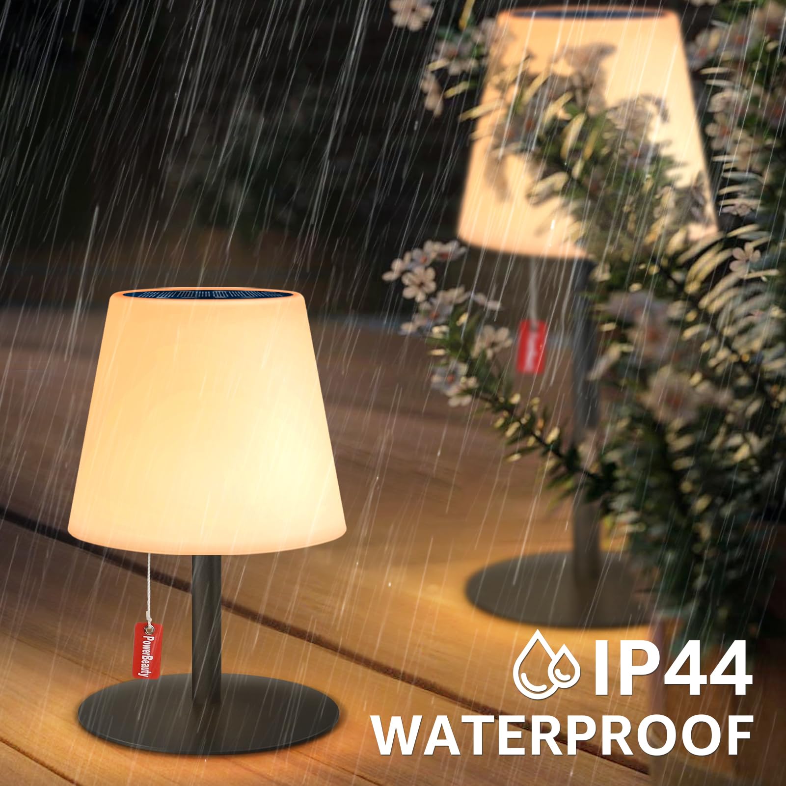 MALUX Solar Tischlampe Outdoor Warmweiß Zugschalter Solare Aufladung & USB-Ladung Fernbedienung Tischlampe Akku 8 Farben Solar Tischleuchte Outdoor Wasserdicht IP54 für Garten Wohnzimmer Terrasse
