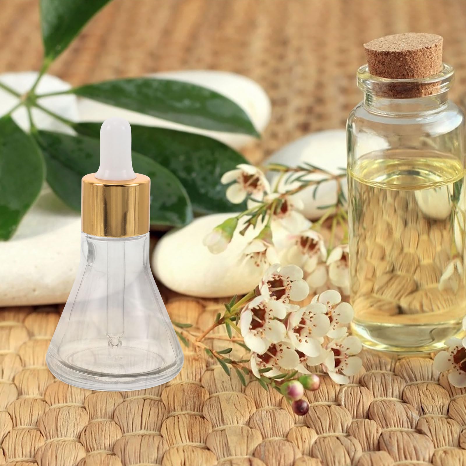 Transparente 30 Ml Glas Tropfflaschen mit Goldenen Pipetten Konische Ätherische Öl Fläschchen Nachfüllbare Reisetropfflaschen für Parfüm Gesichtsseren und Hautpflege