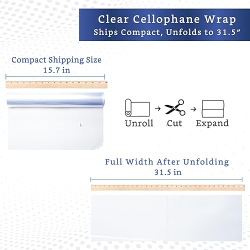 Vista 12 de FIESTA WRAPS Rollo de celofán transparente (16 pulgadas x 110 pies) – Rollo de celofán – Papel de regalo transparente para envolver cestas de regalo