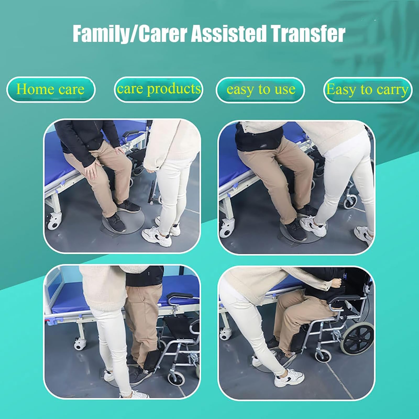 Disco De Transferencia Giratorio, Tablero De Ayuda Para Transferencia De Pacientes, Carga De 270 Libras Y Rotación Suave De 360°, Superficie E Parte Inferior Antideslizantes, Para Pacientes Paralizado