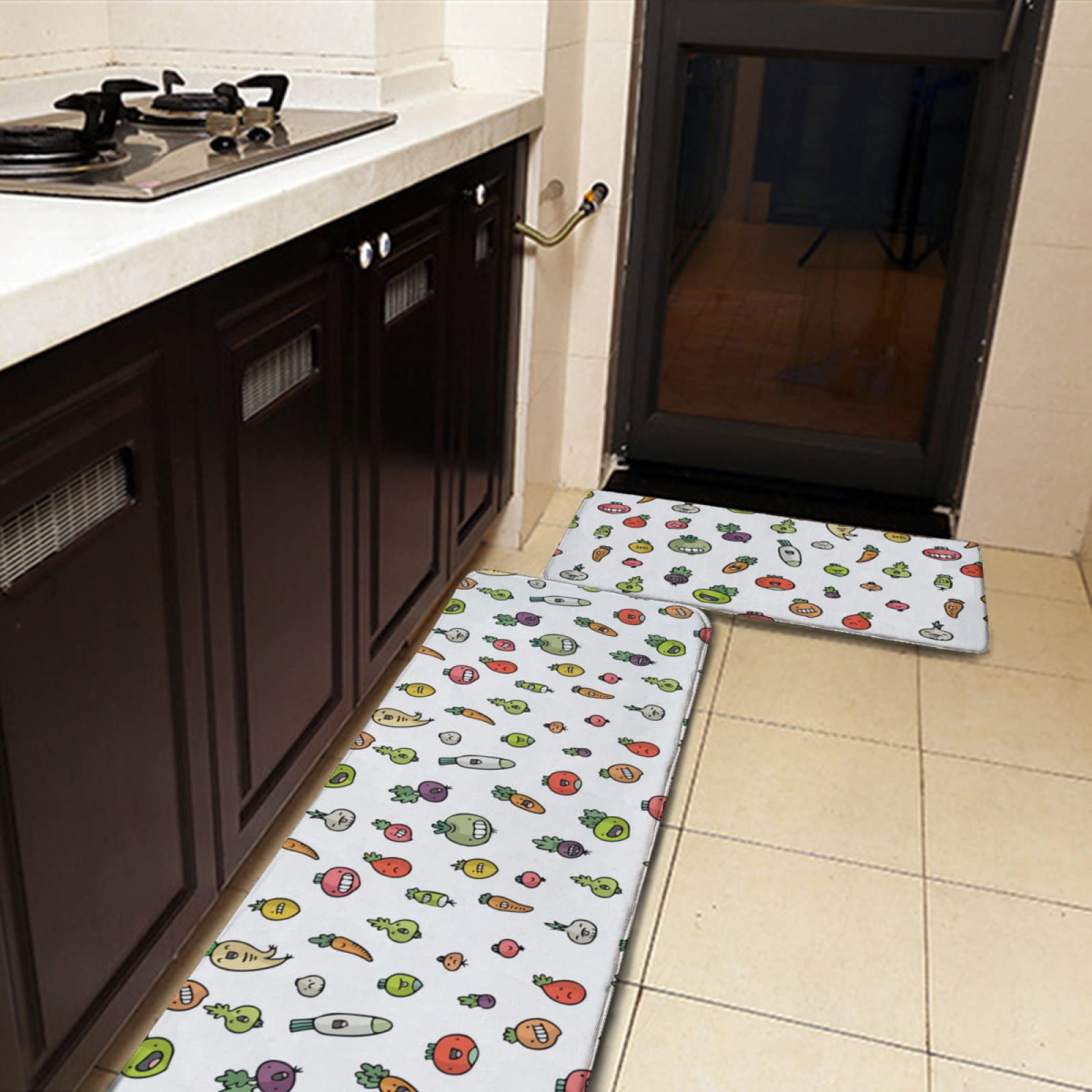 Amazon | 2枚セット キッチンマット かわいい野菜柄 台所マット 洗える