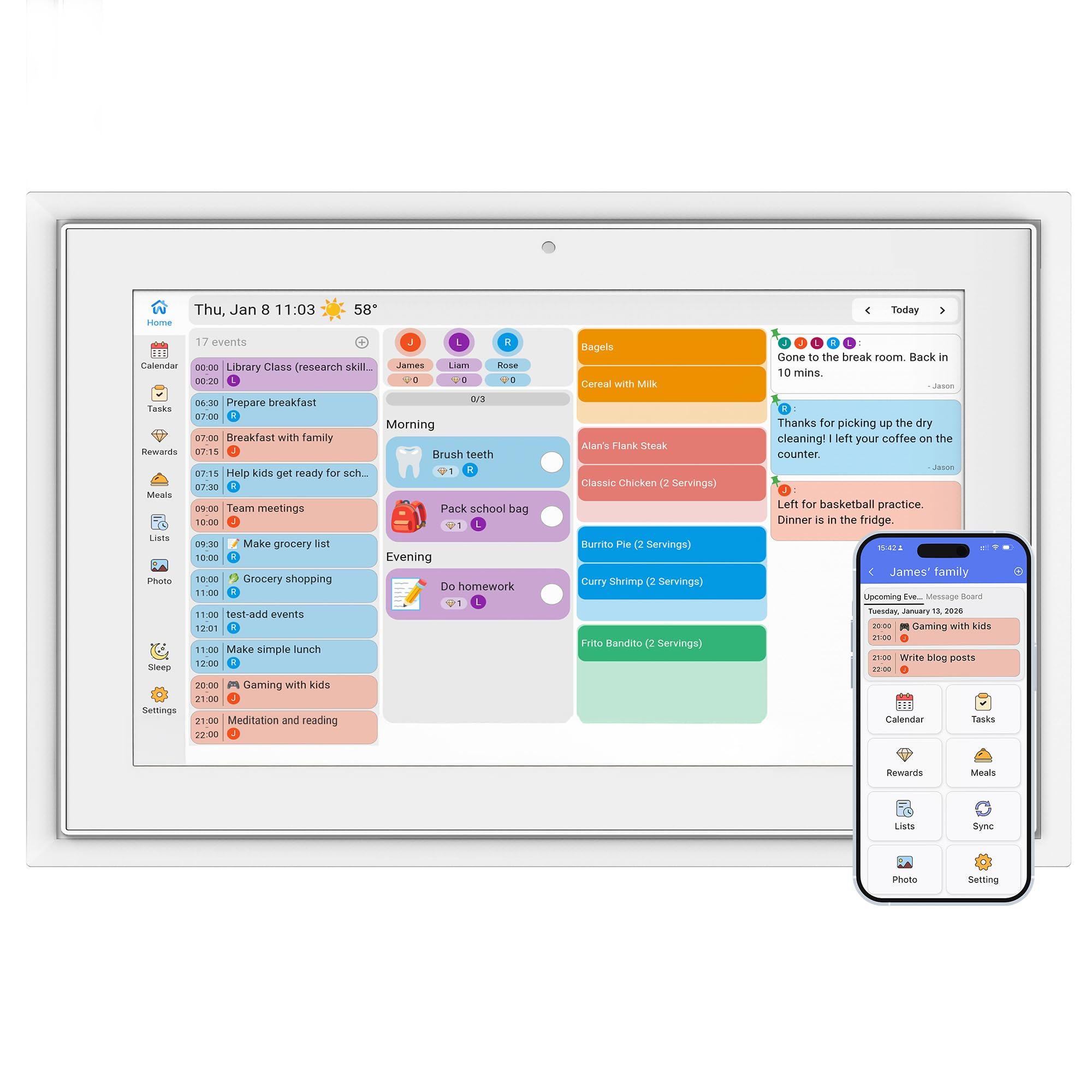 XORO CPF 10 E1 Digitaler Familienkalender 10,1 Zoll Touch, App, WLAN, 16GB