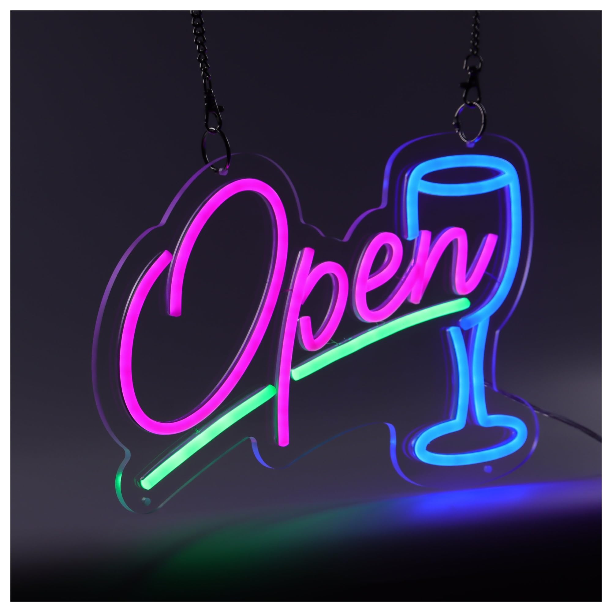SHOUXI Sign Lamp Open Bar Neon Sign, Suitable for Restaurant Shop Wall Decor with Brightness Adjustable 38cm