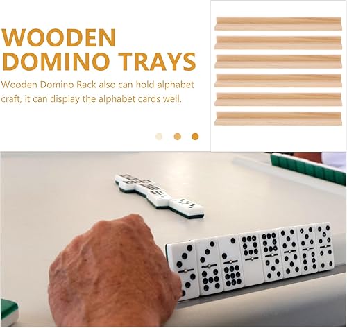 Miniatura 8 de Gadpiparty Juego de bandejas de dominó de madera de 8 piezas, estantes y soportes multifunción para tren mexicano, Mahjon, organizador de juegos de
