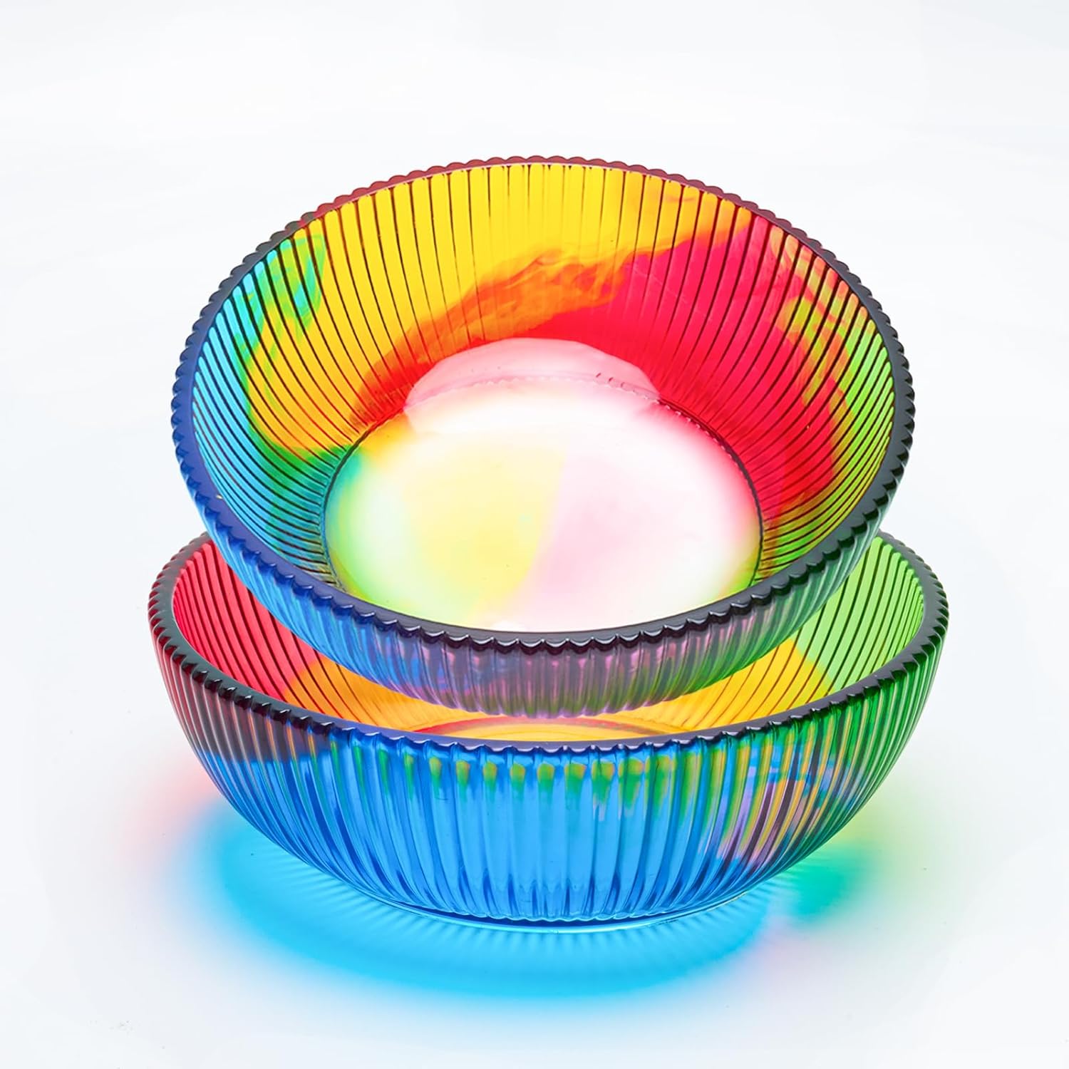 Large Resin Molds Silicone 10" 8'' Round Striped Deep Bowl Epoxy Resin Casting Mold 2 Pack Concrete Cement Mould for DIY Planter Jewelry Storage Container Makeup Organizer Candle Vessel Art Craft Mold
