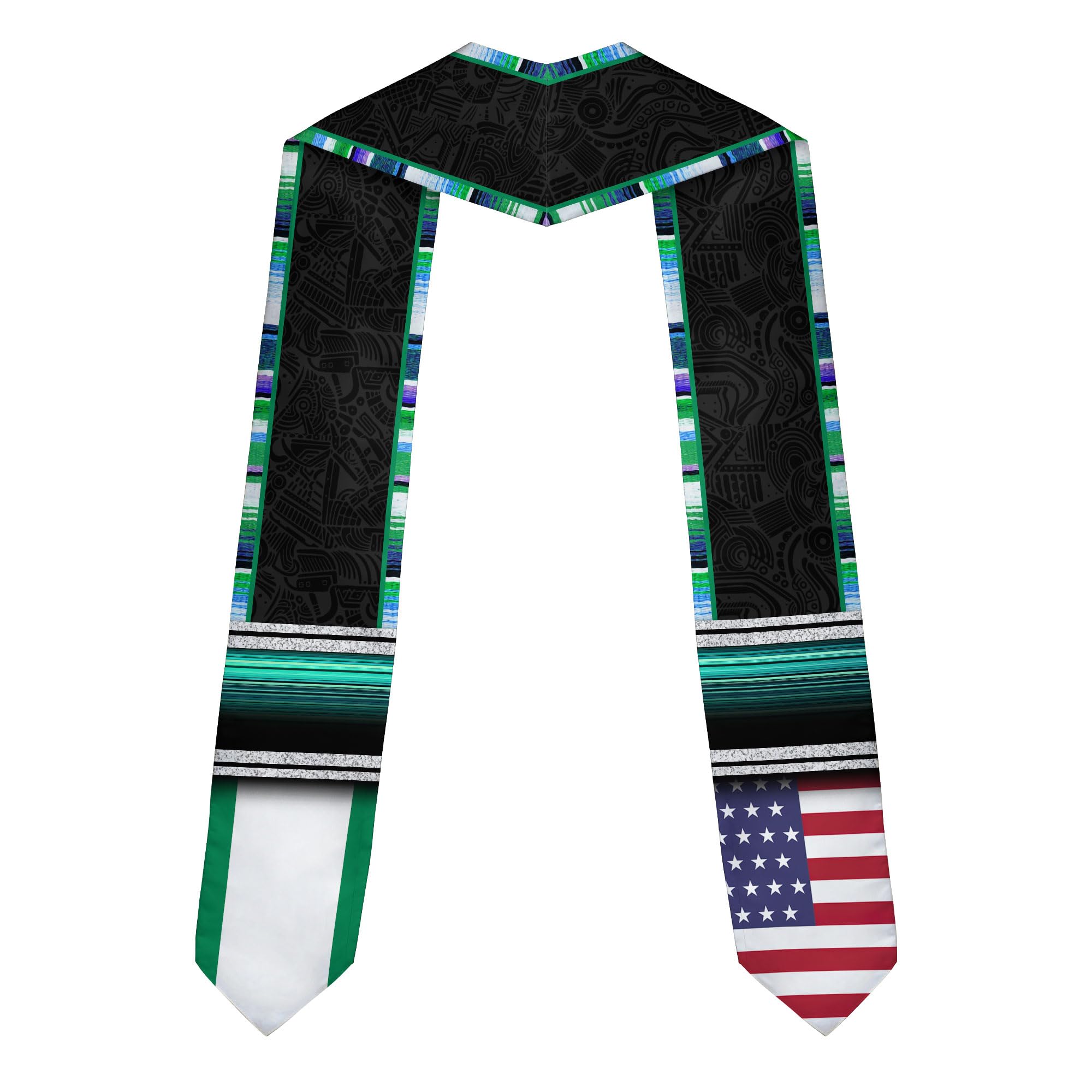 MonkeyVan Custom Nigerian Graduation Sash, Nigeria Graduation Stole Customize, Nigerian American Flag Graduation Sash 2025 Nigeria 1