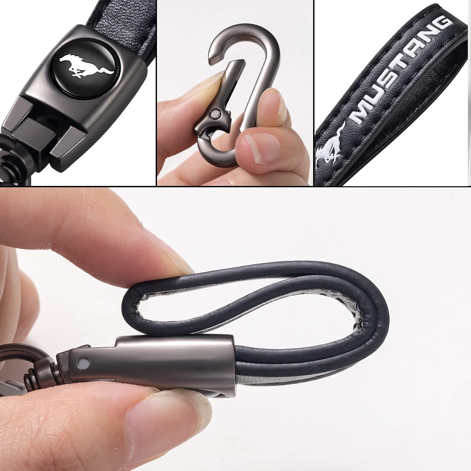 TACOMA Genuine Leather Car Keychain for Key Chain for Men and Women Family Present Key Ring Accessories(Black) - Image 4