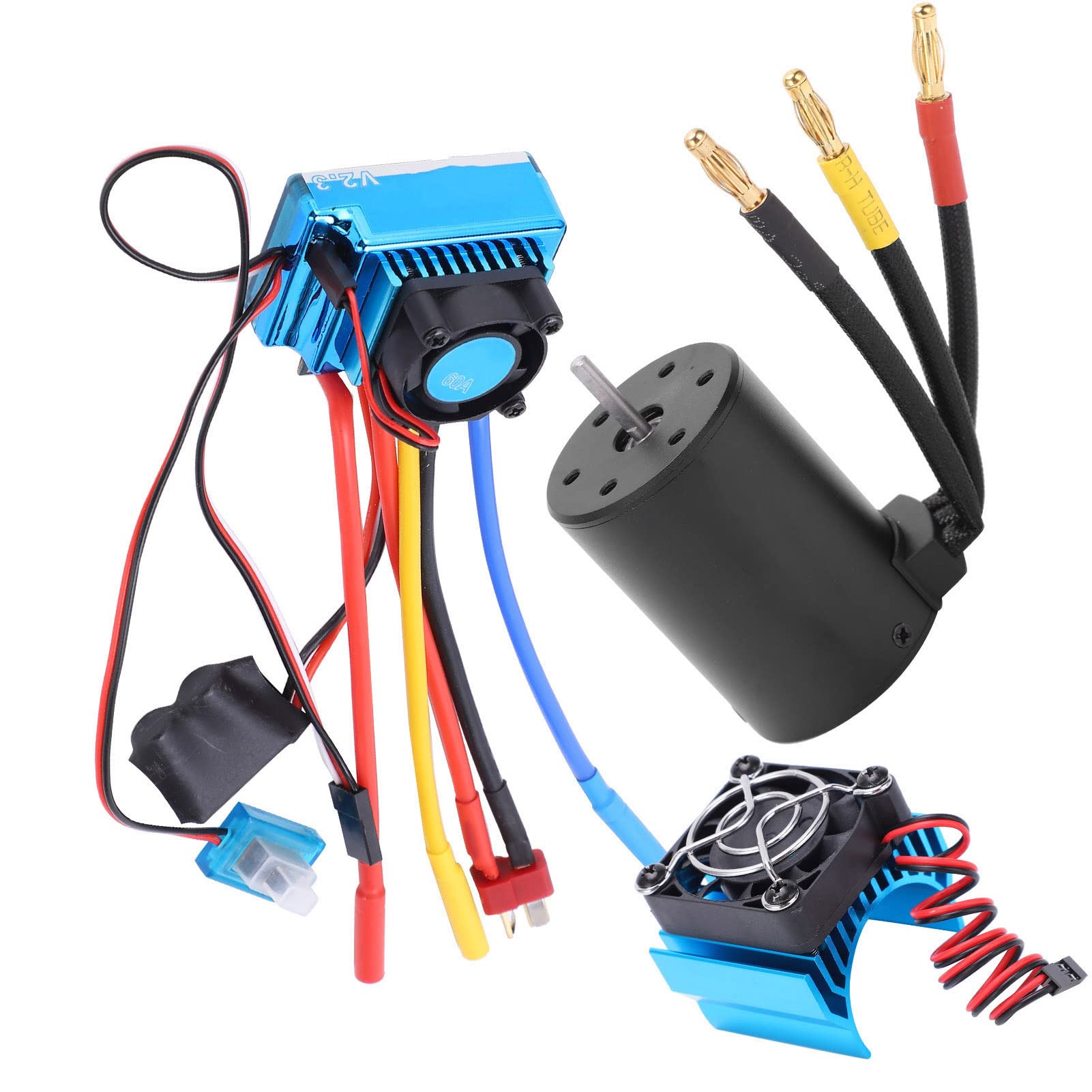 Zestaw Silnika Bezszczotkowego RC 2300KV, Regulator 80A ESC, do Modeli RC | Wodoodporna konstrukcja, wysokiej jakości aluminium, odpowiednia do samochodu RC w skali 1/10