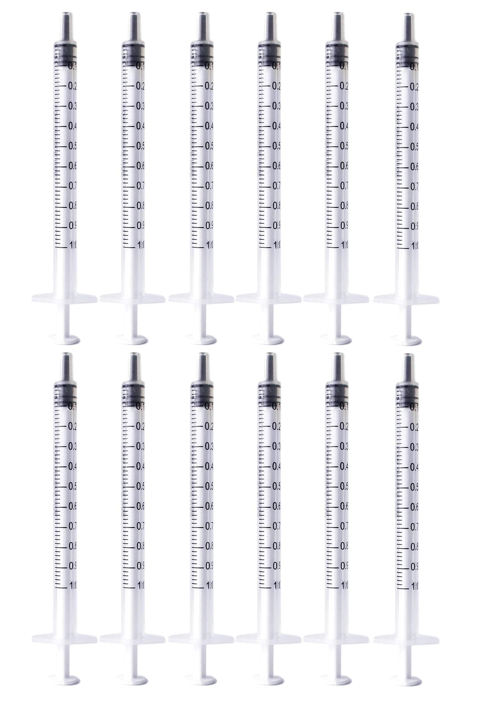 AmeriCan Goods 100/Pack Plastic Steril Syringes 1cc/ml Luer Slip Tip (No Needle) Oral Use Dental Syringes Packed Individually, Latex Free, Clear