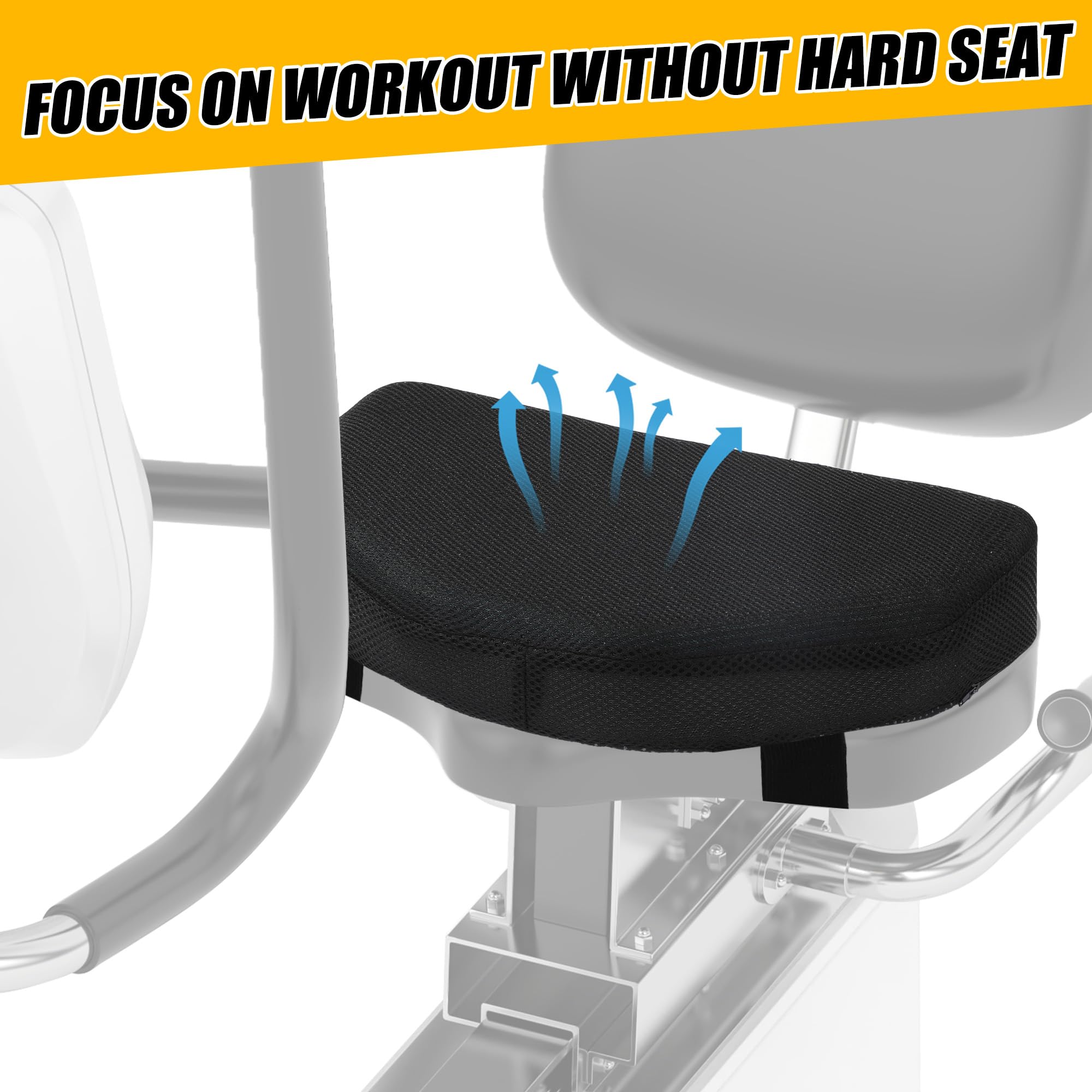 MABOZOO Exercise Bike Seat Cushion, Comfort Recumbent Bike Seat Cushion Stationary Pad with Washable Cover, Foam Rower Mat Pad for Rowing Machine, Bicycle